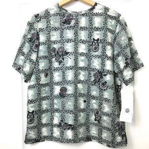 Jordan Gray and White Vintage Deadstock Late 80’s Early 90’s Boxy Blouse